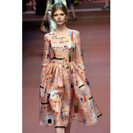 Креп коприна Dolce & Gabbana праскова щампа